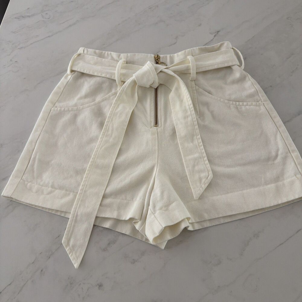 Intermix Cream High-Waist Tie Belt Utility Short  4 Capsule Elevated Casual USA